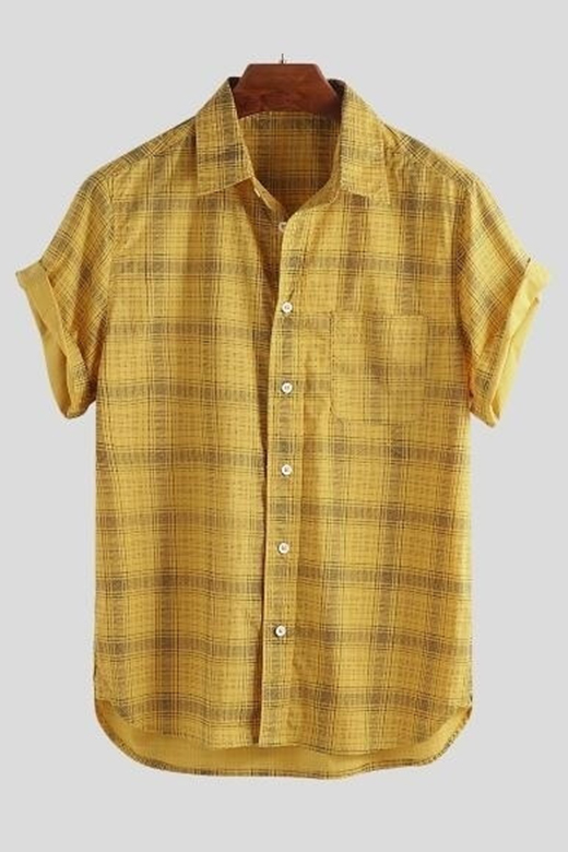 yellow button up shirt mens