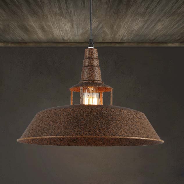 

Vintage Industrial 14'' Wide Old Rust Indoor Pendant with Metal Shade
