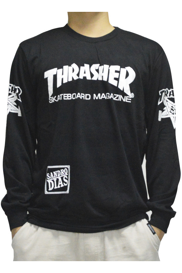 

Hip Hop Style Letter Printed Round Neck Long Sleeve Pullover, Black