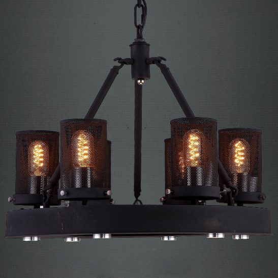 

Hard Six-light Black Finished Chimney Shape Industrial Chandelier