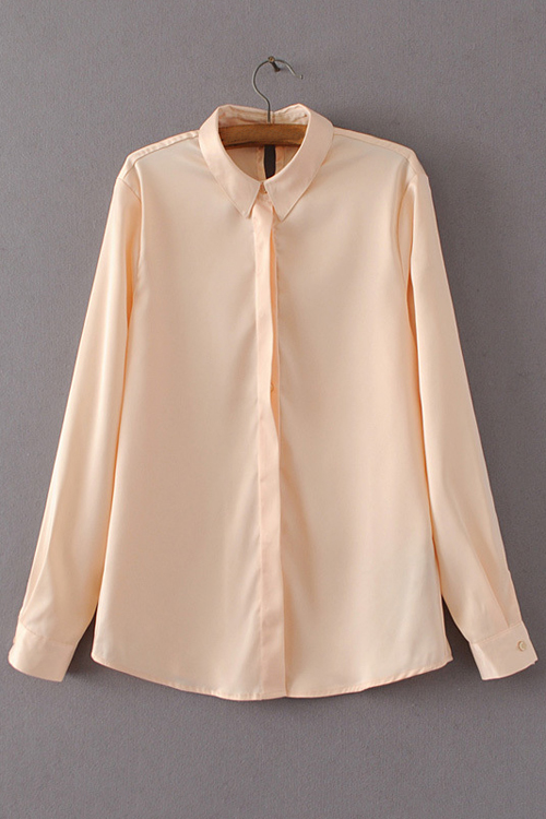 

Women's New Design Buttons Up Long Sleeve Solid Color Basic Casual, Pink