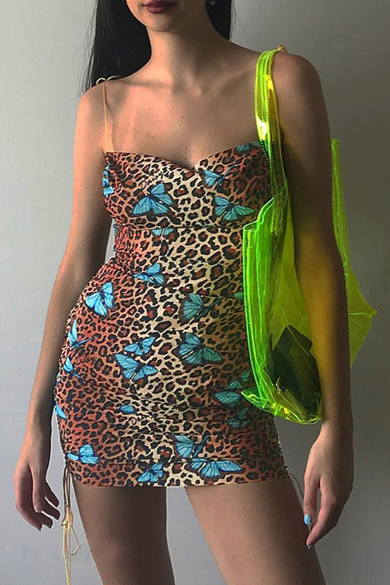 leopard print spaghetti strap dress