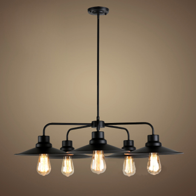 

5 Light 1 Tier Black Chandelier in Vintage Style