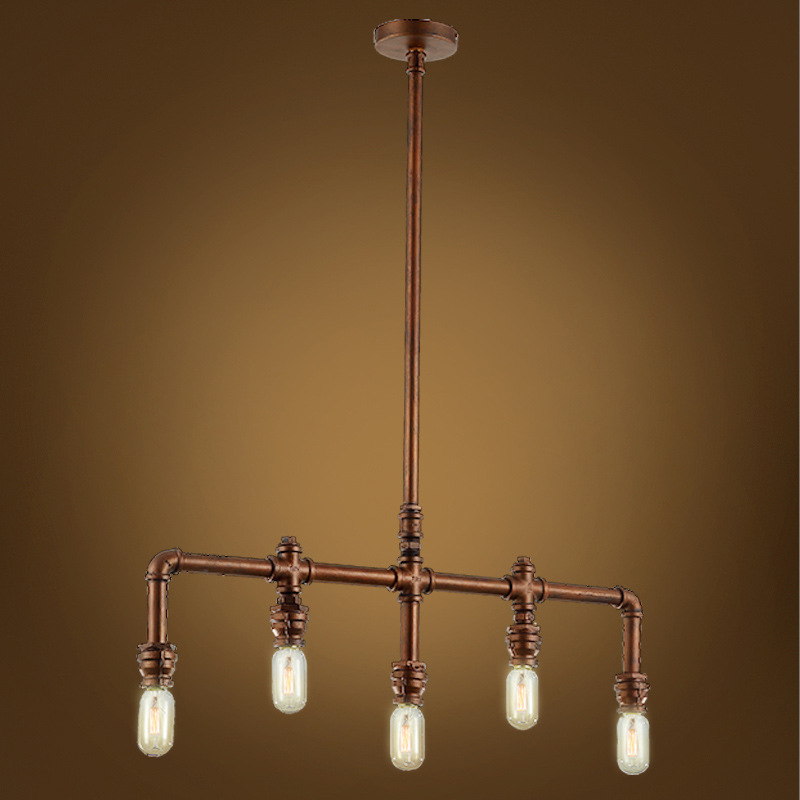

Vintage Metal Pipe 6-Light Industrial Island Pendant of Resoration