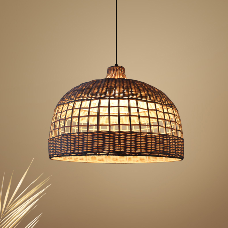 Woven Basket Suspended Light Asian Style 1 Light Indoor Pendant Lighting With Bamboo Shade Beautifulhalo Com