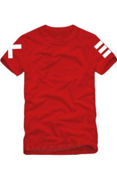 

Hip Hop Style Round Neck Short Sleeve Striped Printed Cotton T-Shirt, Red