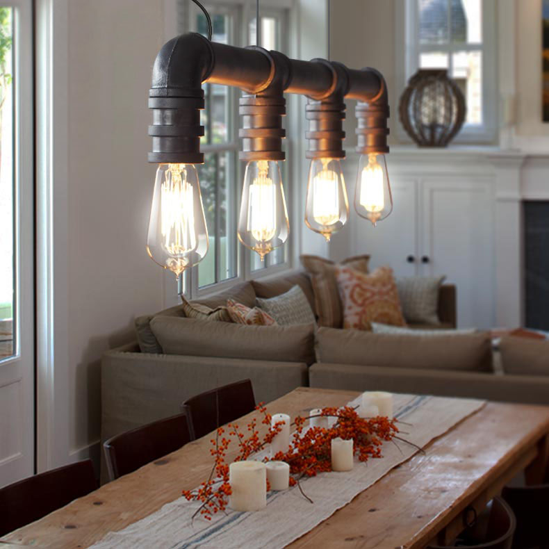 

LOFT Downward Pipe Silver Pendant with Four Lights