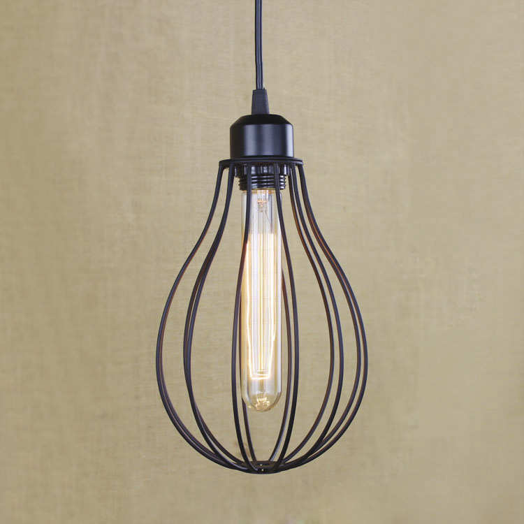 

Single Bulb Style Indoor Metal Pendant with Cage Shade