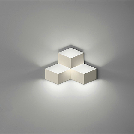 

Three Lights White Finished Cube Wall Lights in Designer Style