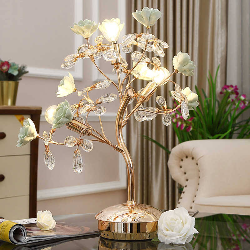 Pastoral style Flowers LED Table Lamp Desk light Reading lamp bedroom Lighting 